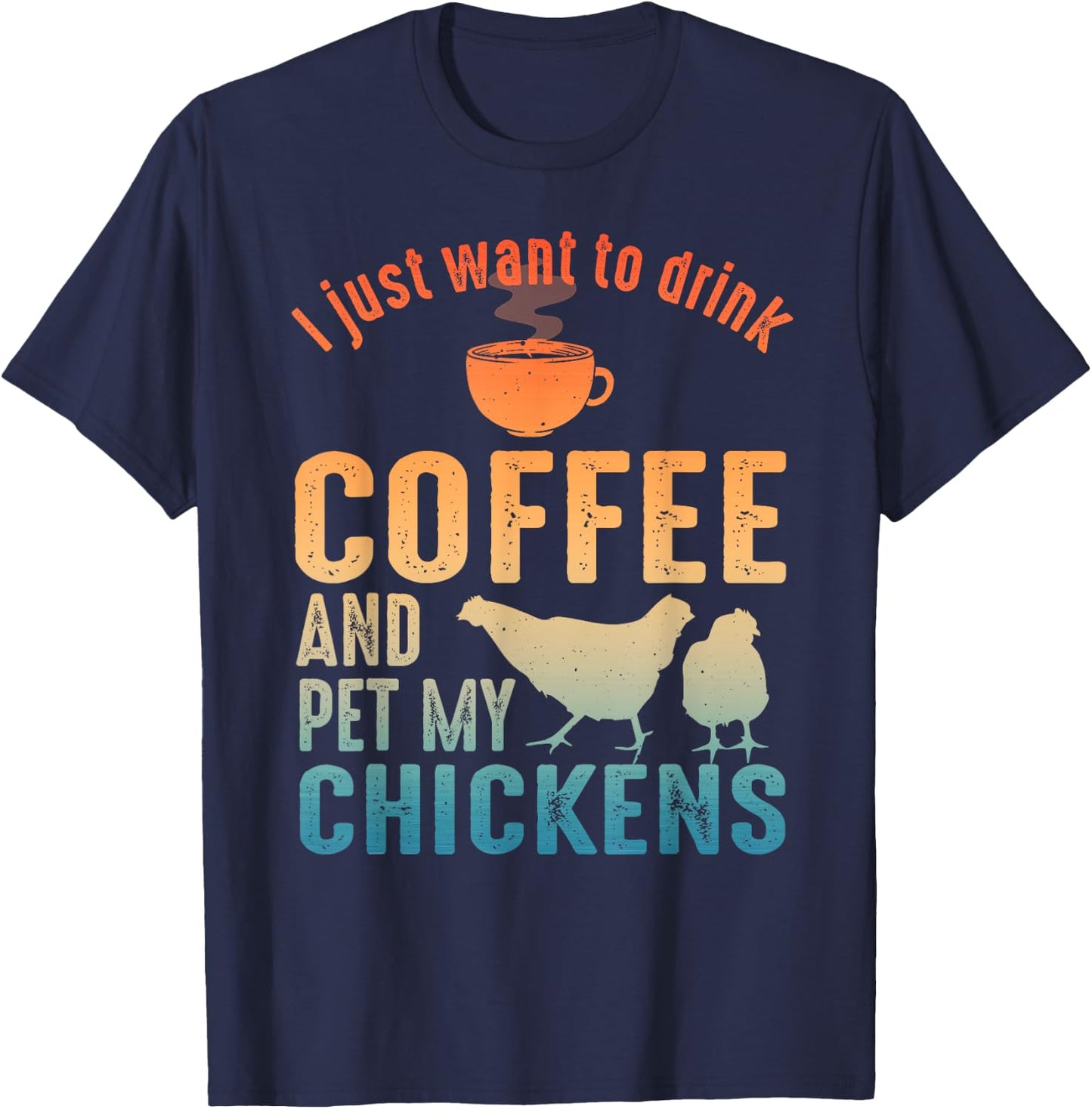 Funny Chicken Art Women Coffee Lover Chicken Farmer T-Shirt - T-Shirt | Navy