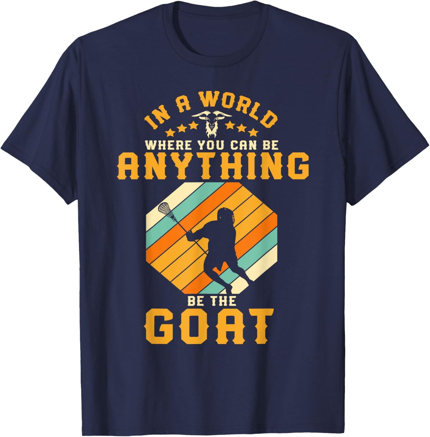Vintage Lacrosse Retro Lax Rat Gift Lacrosse Player T-Shirt - T-Shirt | Navy