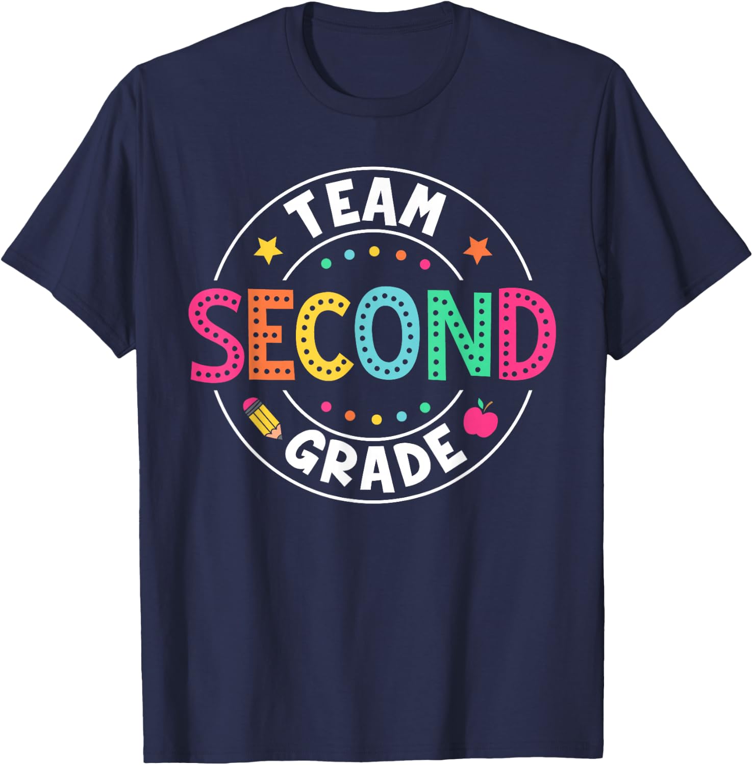 Team Second Grade Teacher Back To School 2nd Grade Squad T-Shirt - T-Shirt | Navy