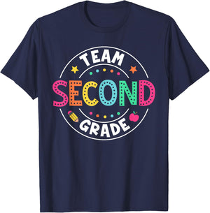 Team Second Grade Teacher Back To School 2nd Grade Squad T-Shirt - T-Shirt | Navy