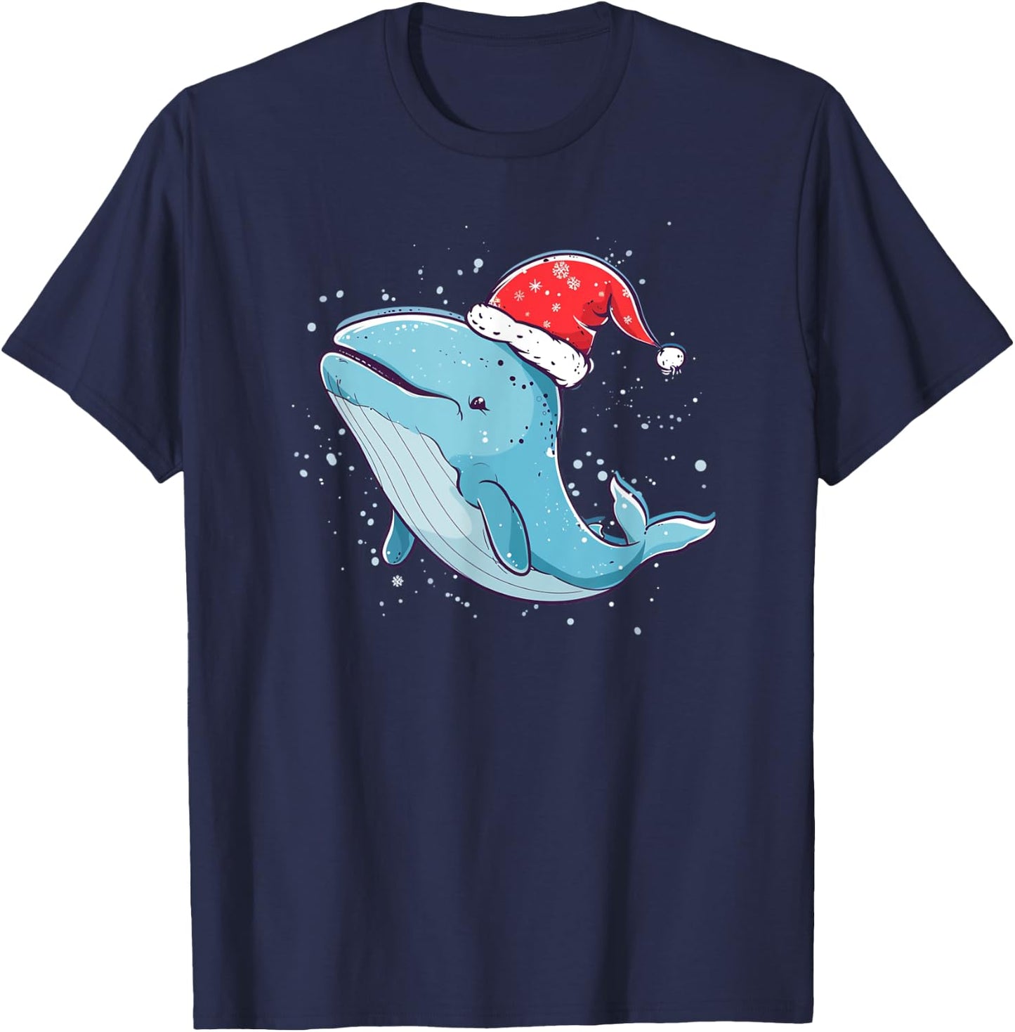 Cool Whale with Christmas Hat Costume for Boys and Girls T-Shirt - T-Shirt | Navy