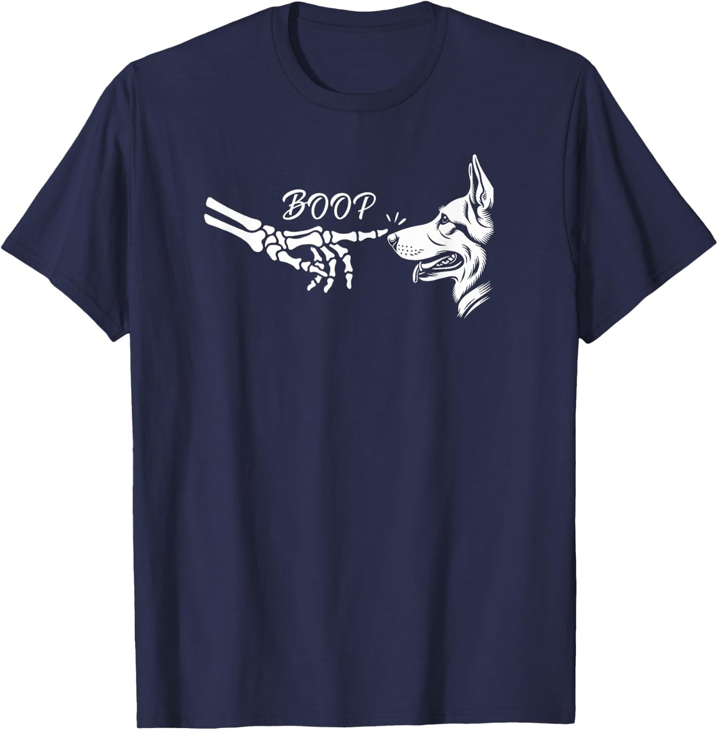 German Shepherd Skeleton Hand Boop Halloween Pet Women Girls T-Shirt - T-Shirt | Navy