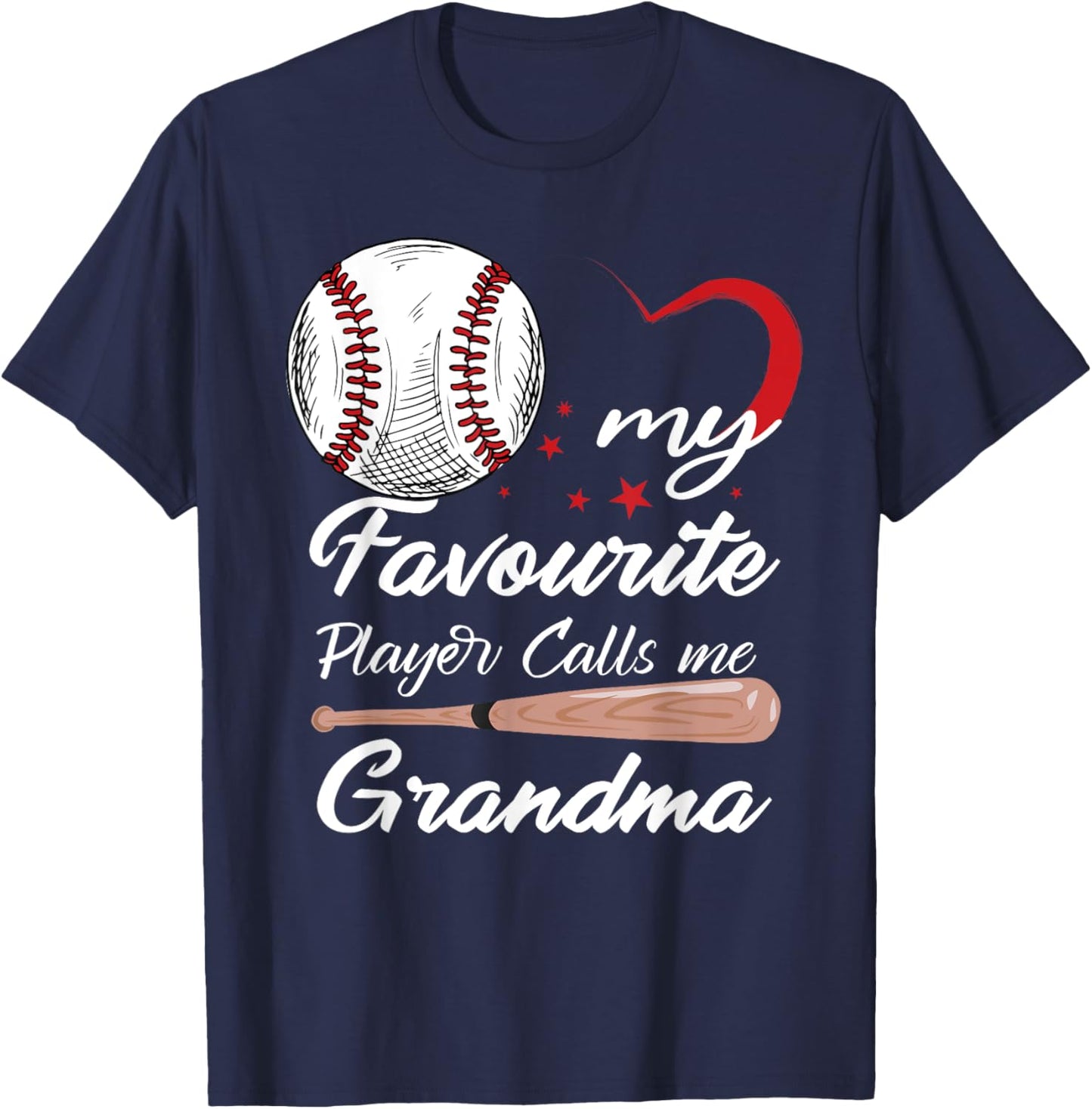 My Favorite Player Calls Me Grandma Baseball Women T-Shirt - T-Shirt | Navy