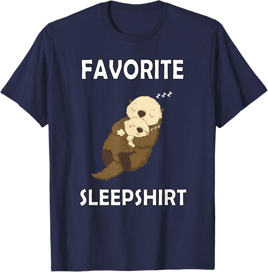 Otter nightgown sleep shirt pajamas pajamas Cute Animal T-Shirt - T-Shirt | Navy