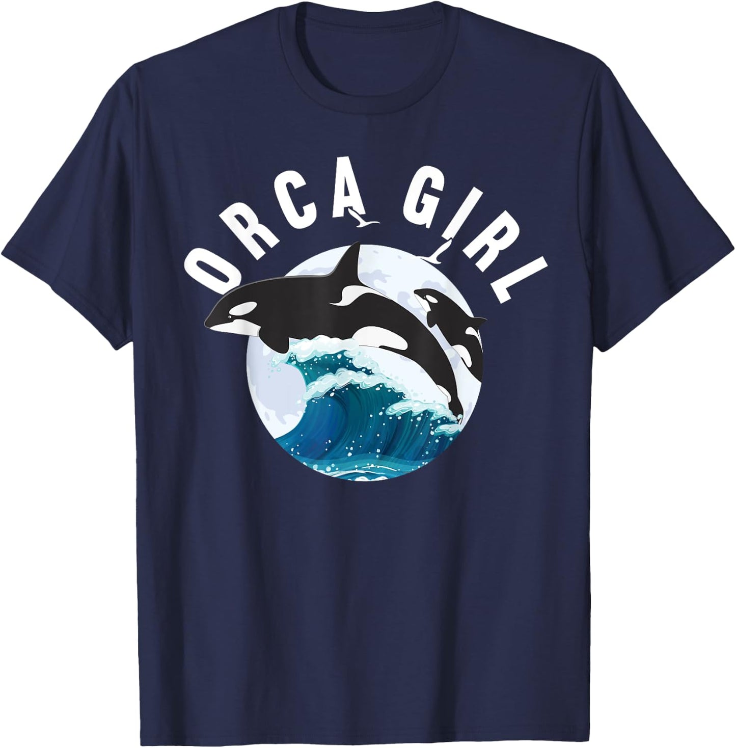 Orca Girl Wild Whale Family Sea Animal Wildlife Boys & Girls T-Shirt - T-Shirt | Navy