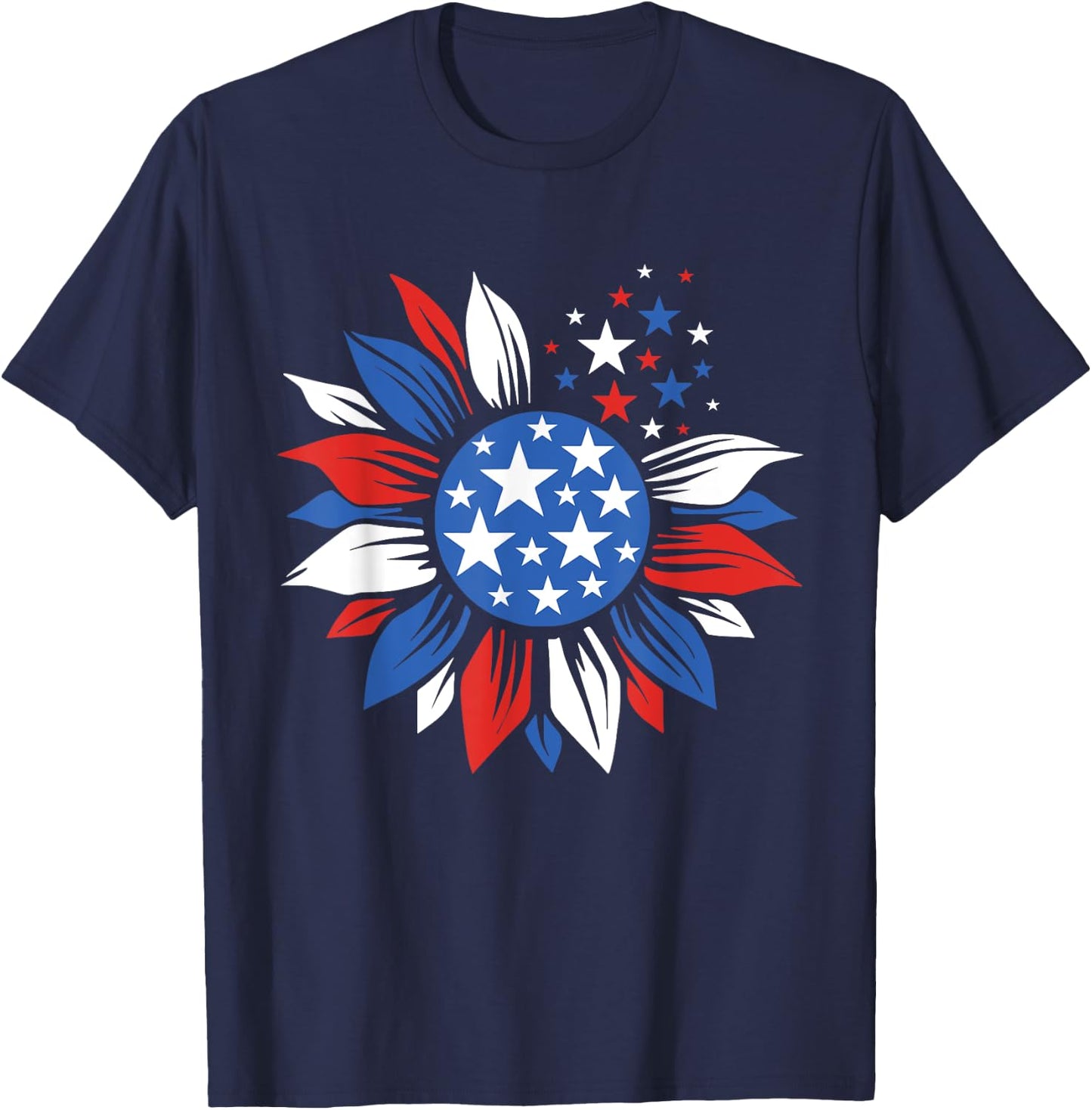 America Sunflower 4th Of July Patriotic American 4th Of July T-Shirt - T-Shirt | Navy