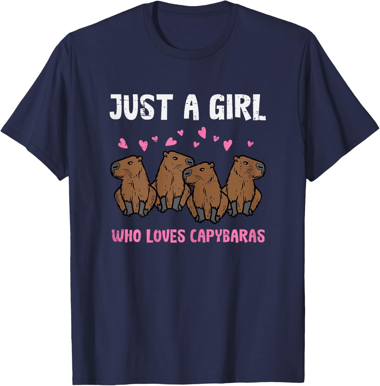 Just Girl Who Loves Capybaras Capy Girls Kids Youth Women T-Shirt - T-Shirt | Navy