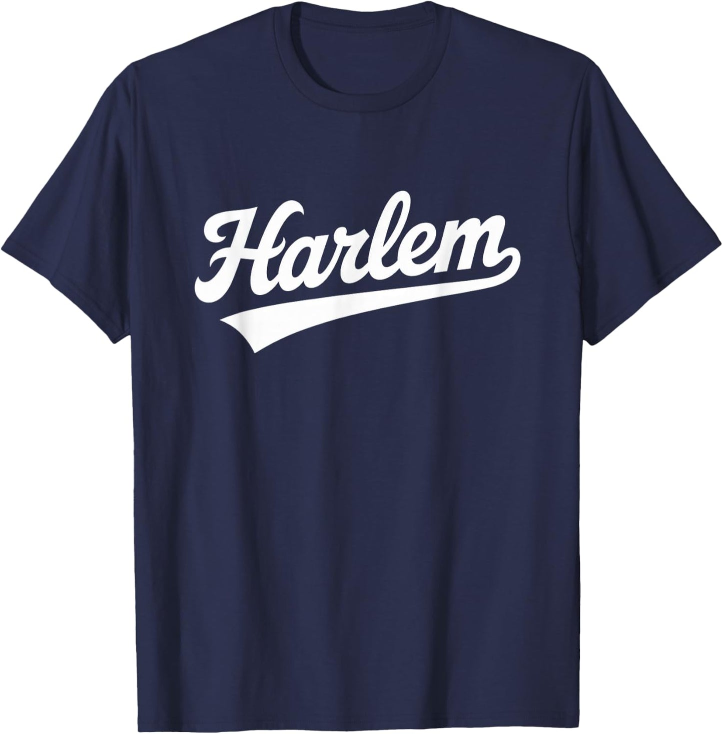 Harlem New York City Classic Script Font Design T-Shirt - T-Shirt | Navy
