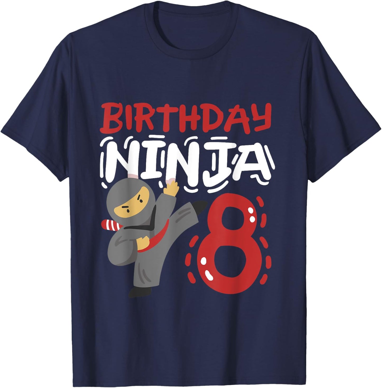 Birthday Ninja 8 Years Old Karate Kids 8th Birthday Boys T-Shirt - T-Shirt | Navy