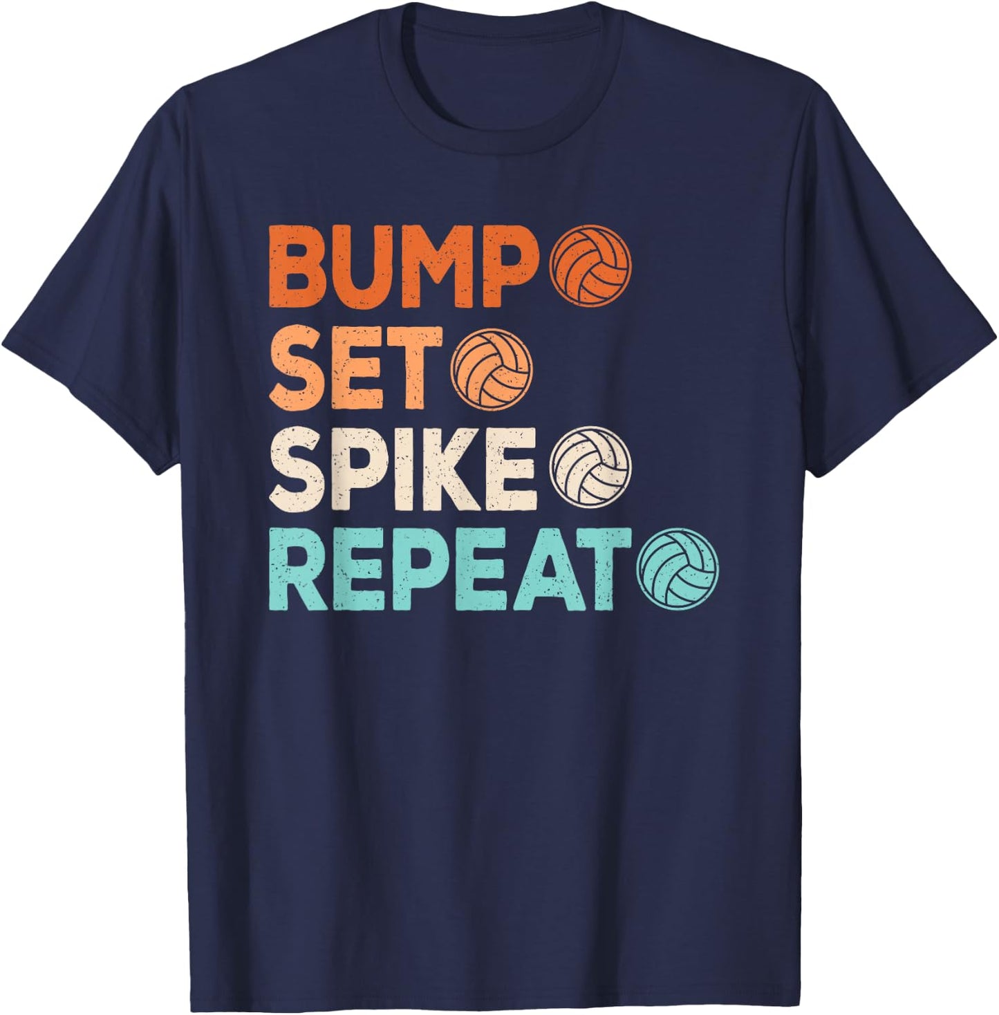 Bump Set Spike Repeat Volleyball Player Men Boys Kids T-Shirt - T-Shirt | Navy