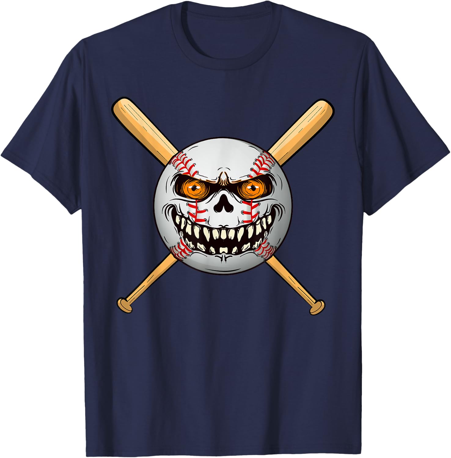 Spooky Baseball bats player Halloween Pumpkin Costume T-Shirt - T-Shirt | Navy