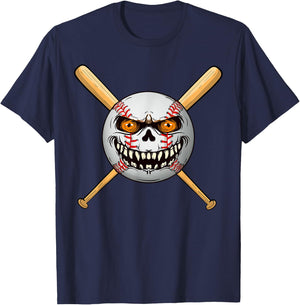 Spooky Baseball bats player Halloween Pumpkin Costume T-Shirt - T-Shirt | Navy