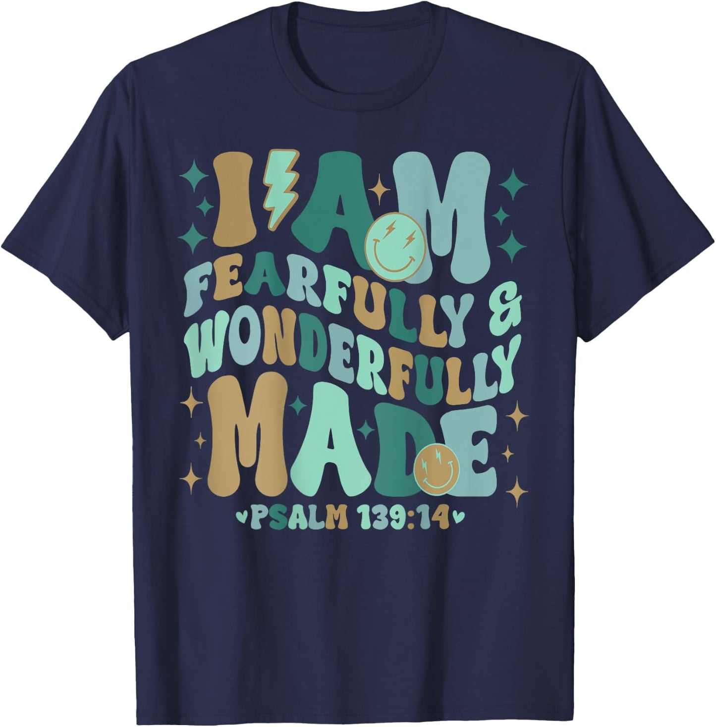 I am Fearfully & Wonderfully Made Retro T-Shirt - T-Shirt | Navy