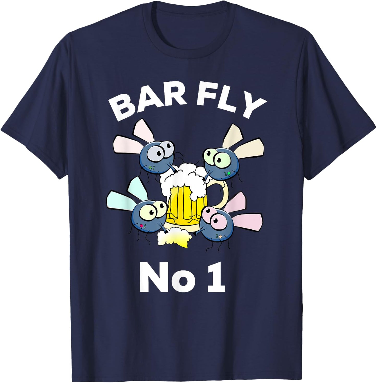 Bar fly No1 funny pub bar drinking beer T-Shirt - T-Shirt | Navy
