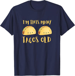 Kids I'm This Many Tacos Old - 2nd Birthday 2 Years Old Bday T-Shirt - T-Shirt | Navy