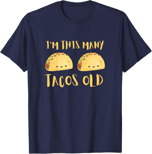 Kids I'm This Many Tacos Old - 2nd Birthday 2 Years Old Bday T-Shirt - T-Shirt | Navy