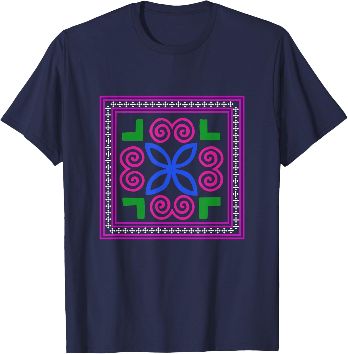 Hmong Miao Hmoob Patterns T-Shirt - T-Shirt | Navy