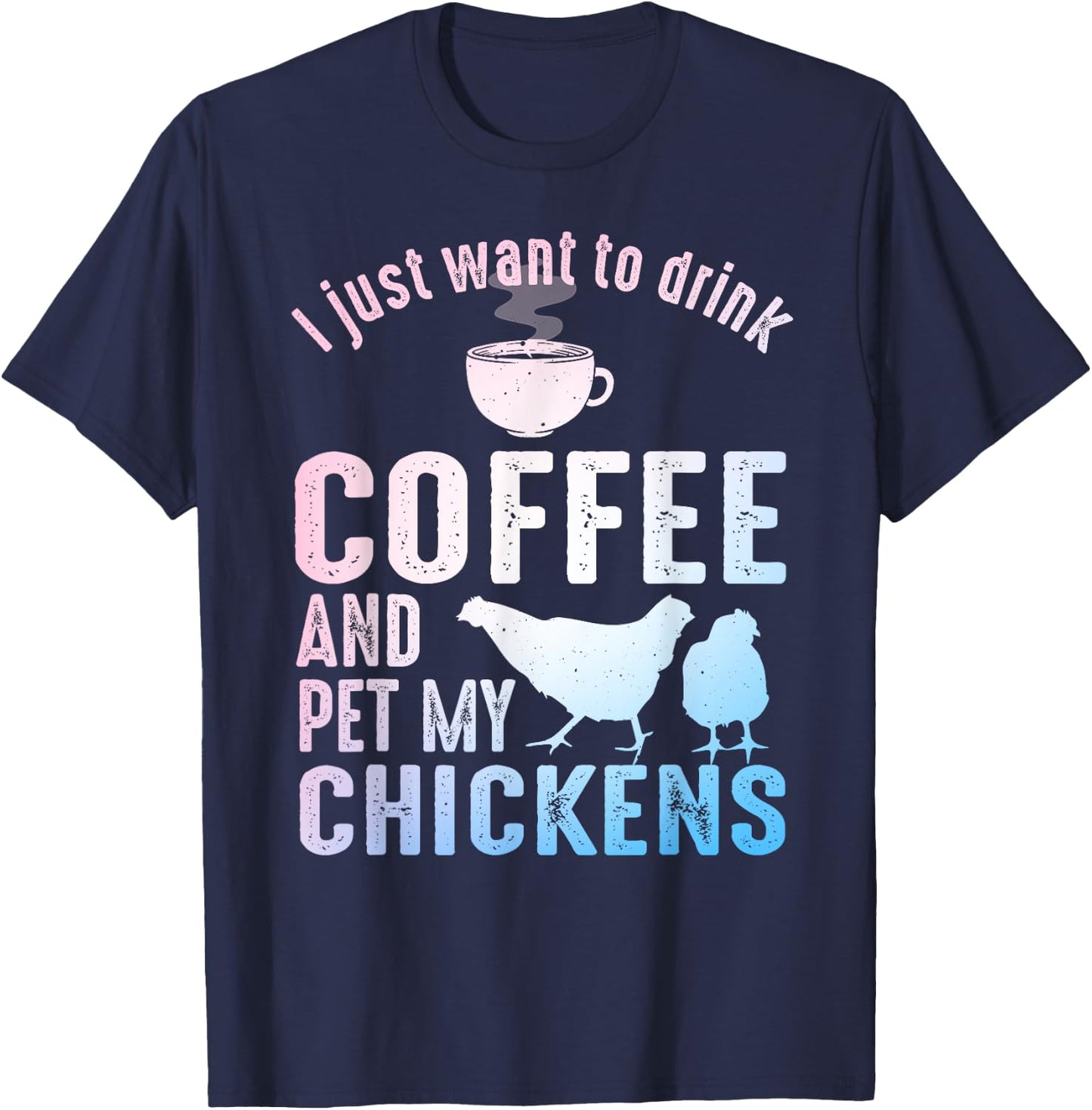 Funny Chicken Art Women Coffee Lover Chicken Farmer T-Shirt - T-Shirt | Navy