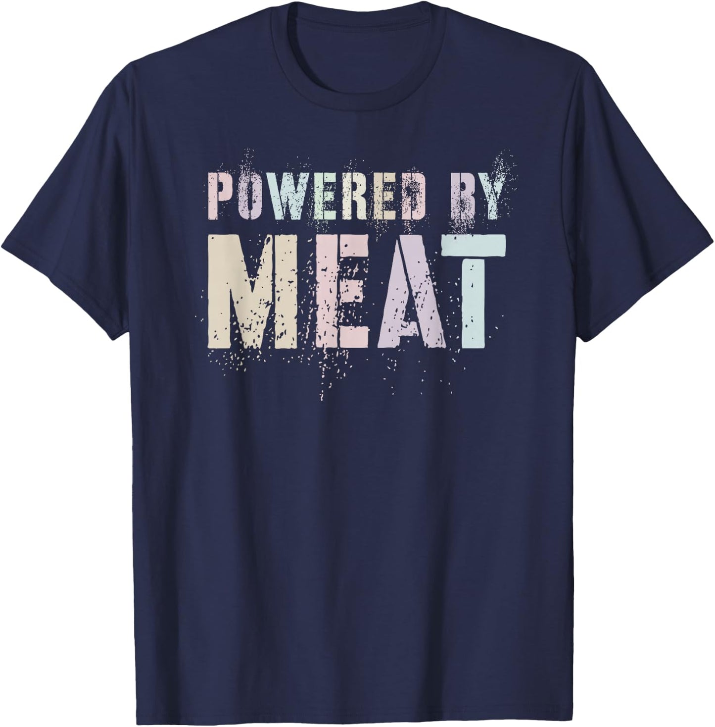 Vintage Grilling POWERED BY MEAT Carnivore Patio Master T-Shirt - T-Shirt | Navy