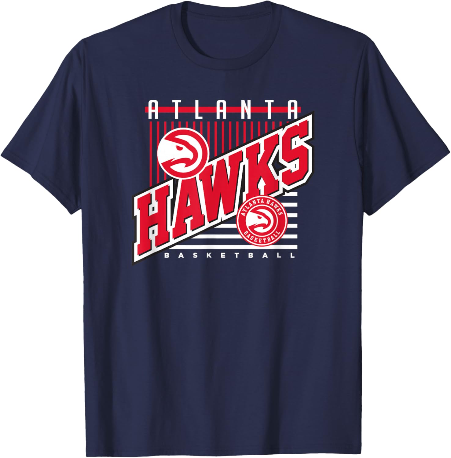 Atlanta Hawks NBA Rise Above - Men's Black Small Short Sleeve Classic Letter Print T-Shirt - T-Shirt | Navy
