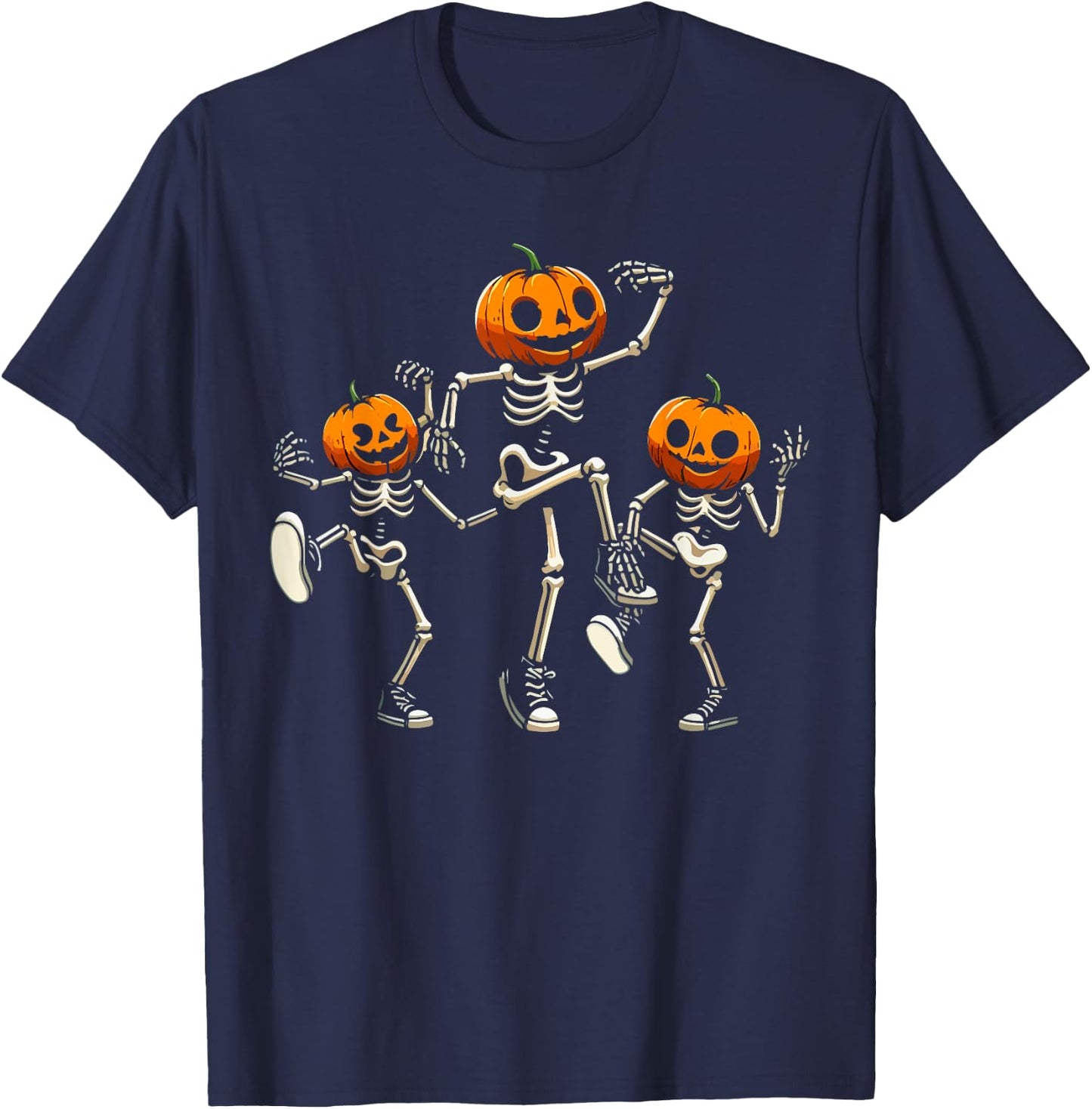 Dancing Skeleton Pumpkin Head Halloween Costume Women Men T-Shirt - T-Shirt | Navy