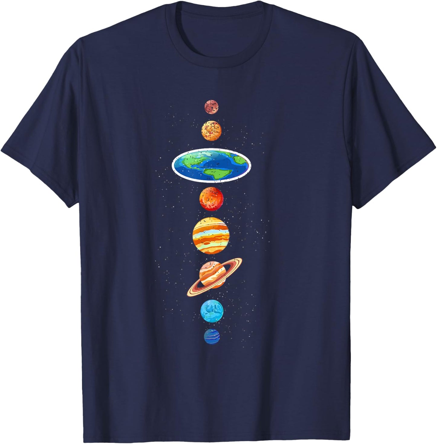 Flat Earth Conspiracy - Solar System Planets - Flat Earther T-Shirt - T-Shirt | Navy