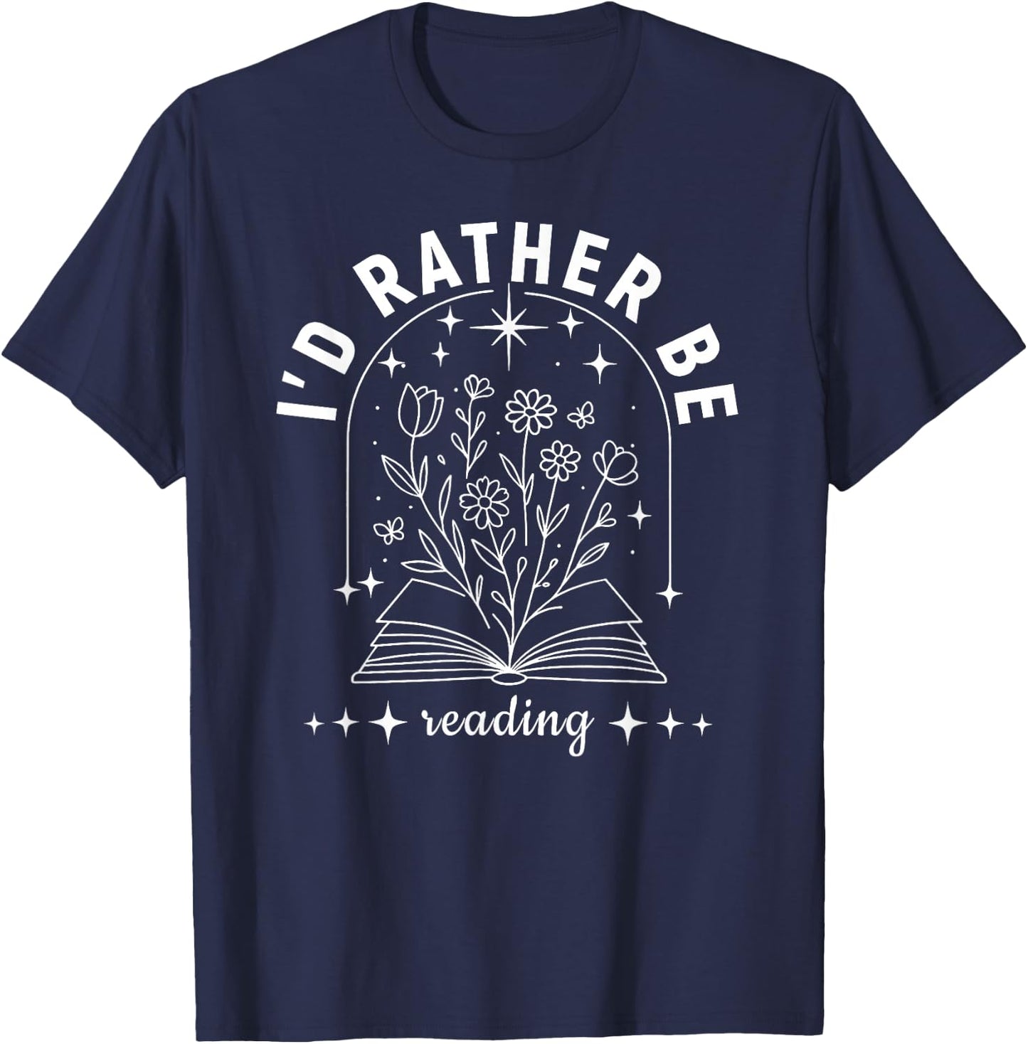I’d Rather Be Reading | Minimal Book Lover Arch Design T-Shirt - T-Shirt | Navy