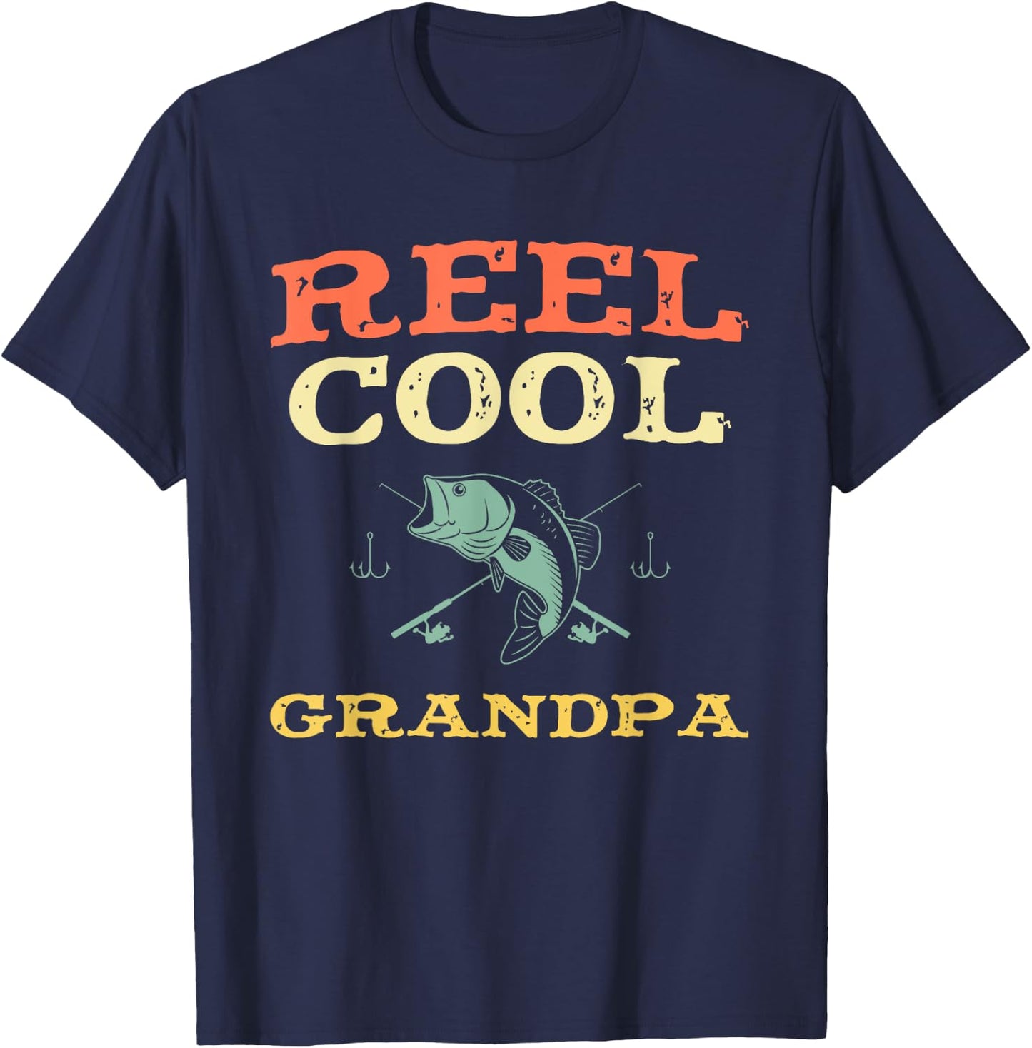 Reel Cool Grandpa Fishing Fisherman Funny Vintage T-Shirt - T-Shirt | Navy