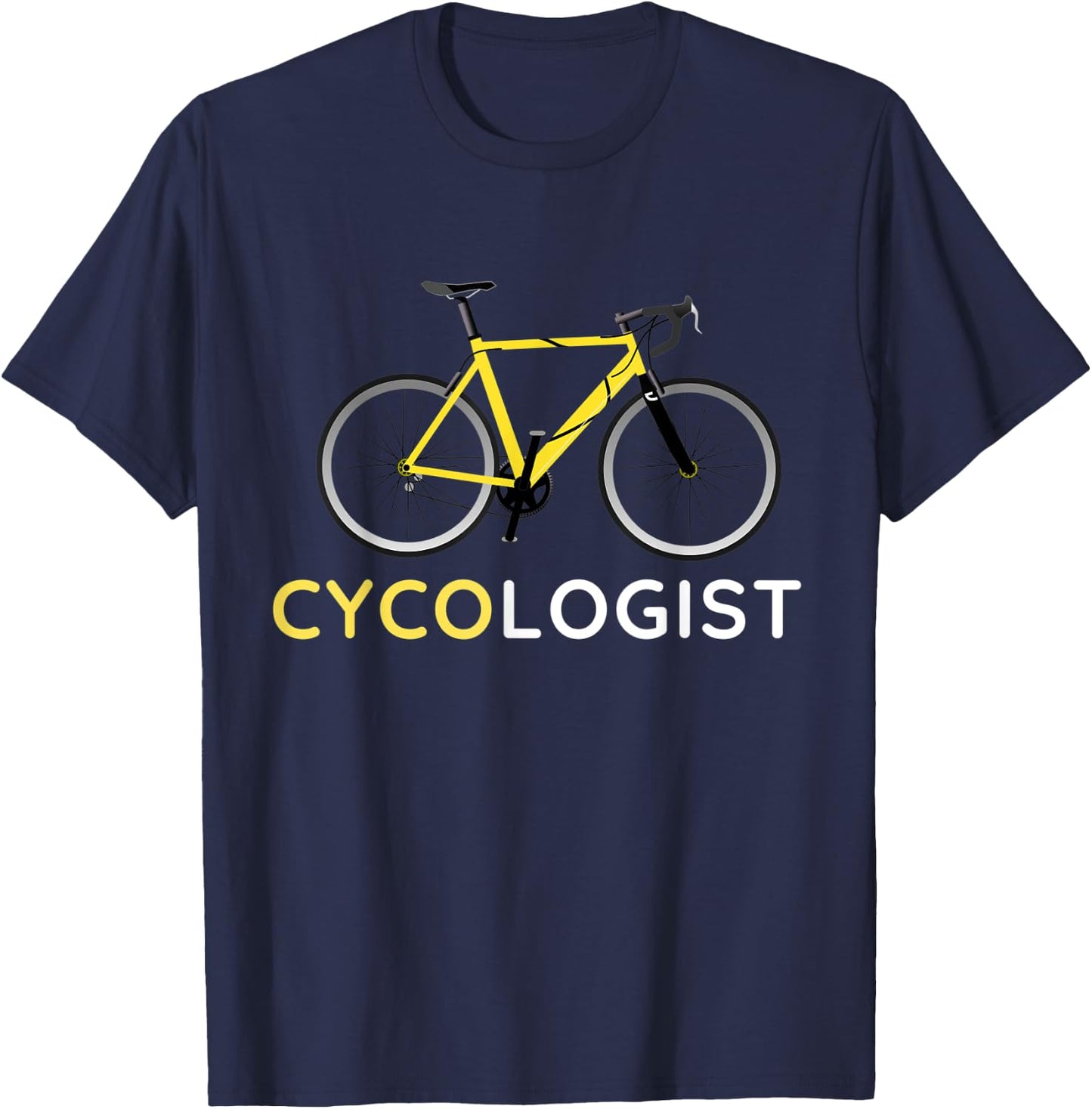 Cycologist Shirt Cycling Bicycle Cyclist Road Bike Yellow T-Shirt - T-Shirt | Navy