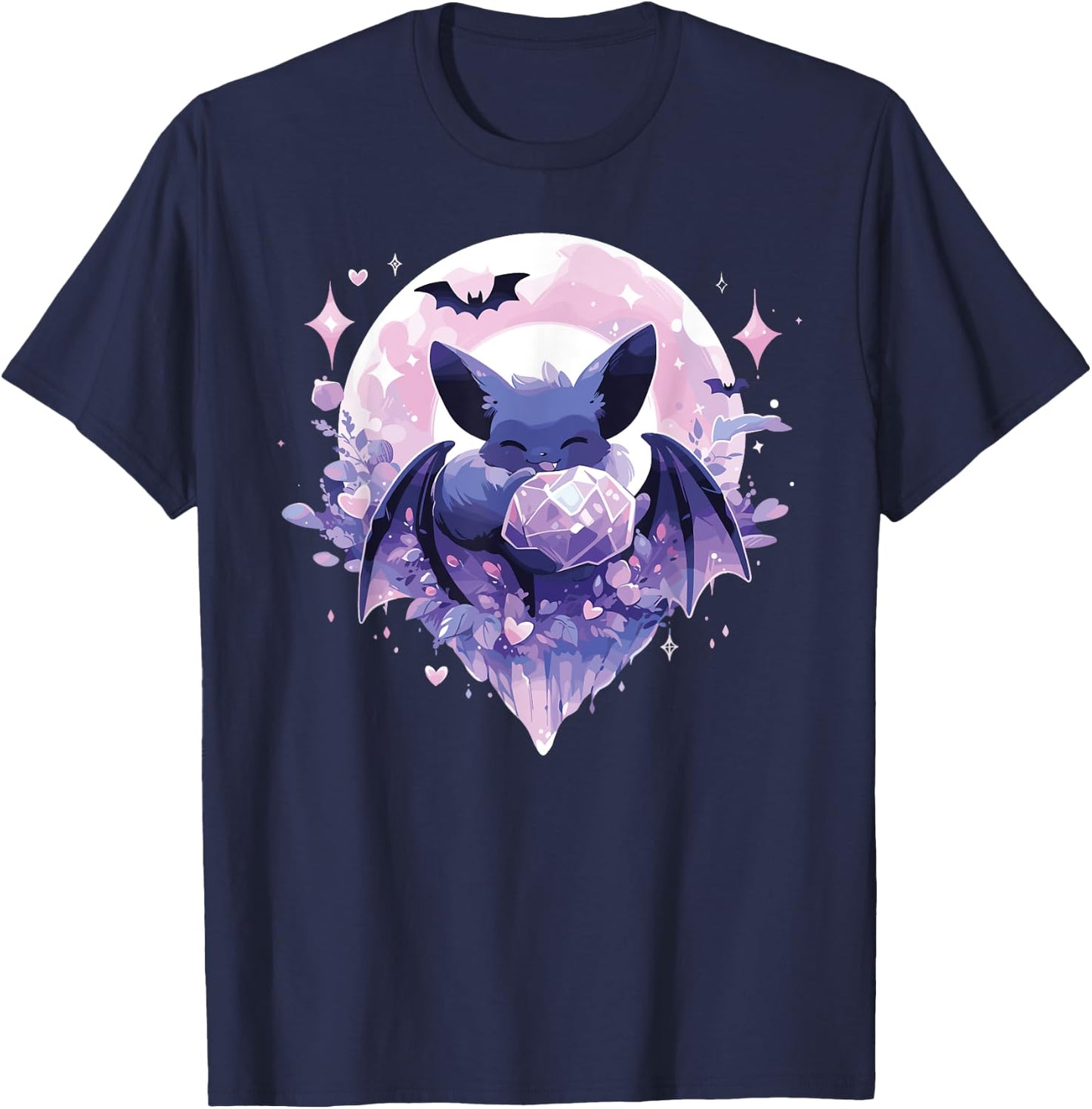 Cute Kawaii Witch Bat Crystal Alchemist Pastel Goth T-Shirt - T-Shirt | Navy