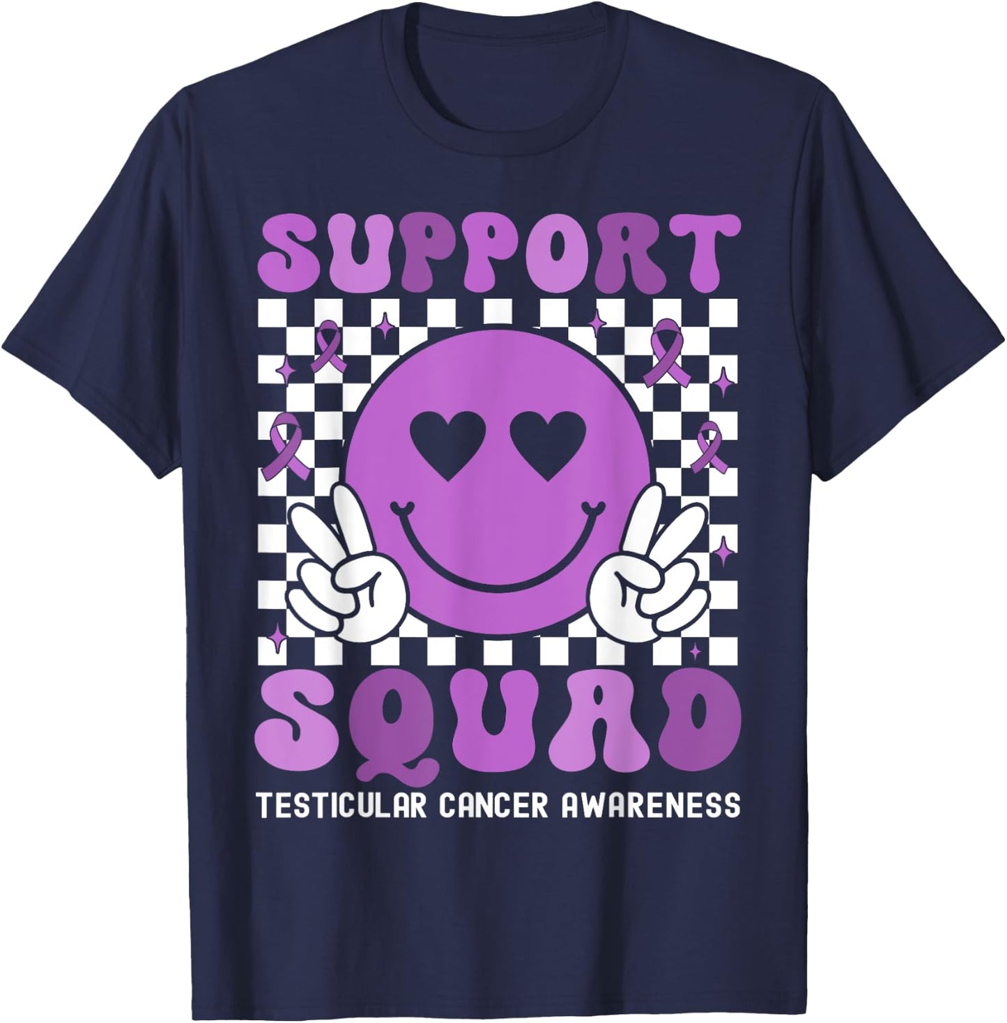 Support Squad Testicular Cancer Awareness Groovy T-Shirt - T-Shirt | Navy