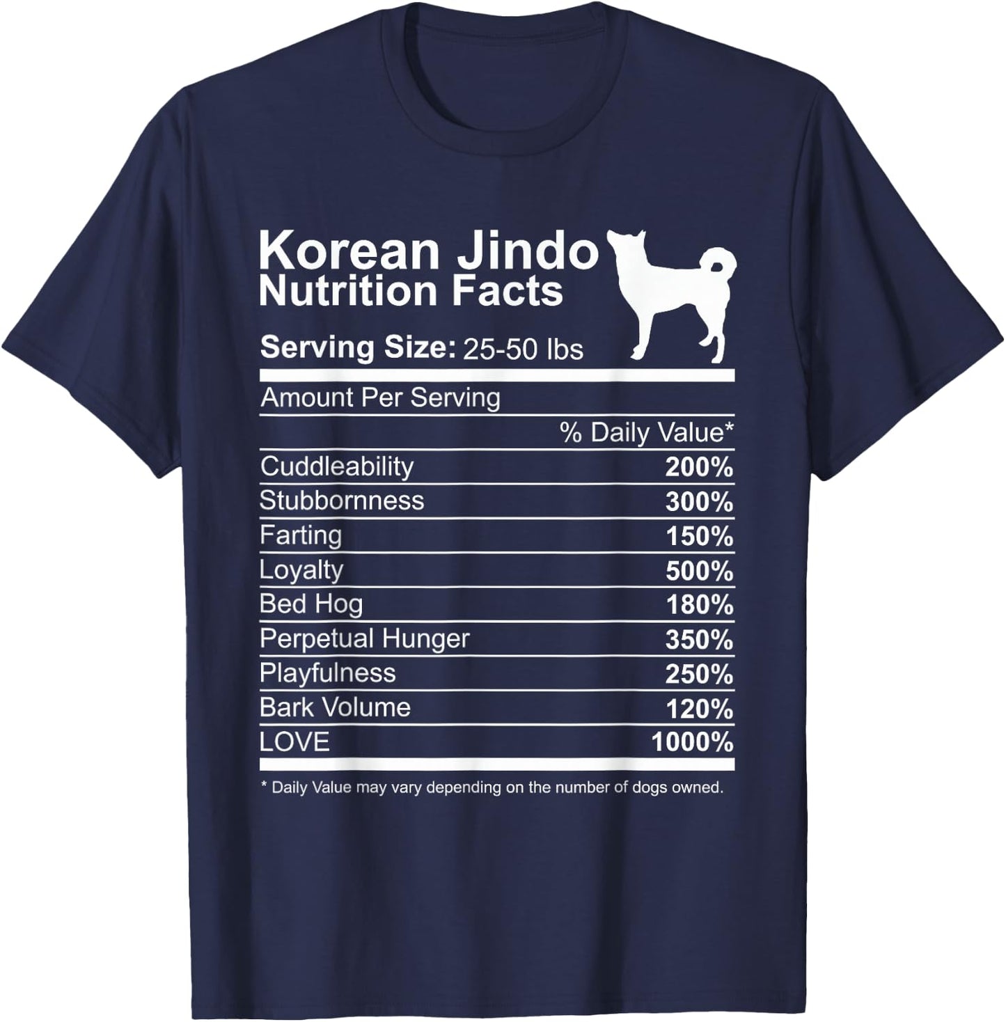Funny Sayings for Korean Jindo Lovers Dog Dad Korean Jindo Dog Lover Dog Mom T-Shirt - T-Shirt | Navy