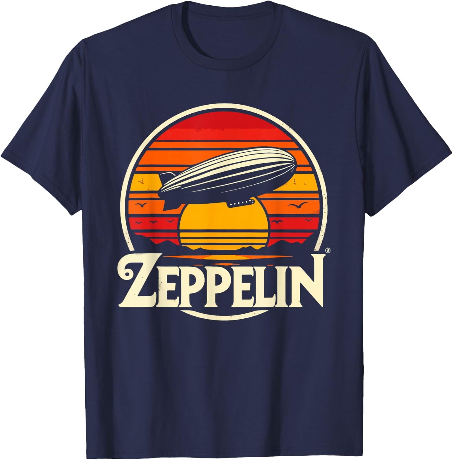 Retro Zeppelin Vintage Dirigible Airship 70s 80s Zepelin T-Shirt - T-Shirt | Navy