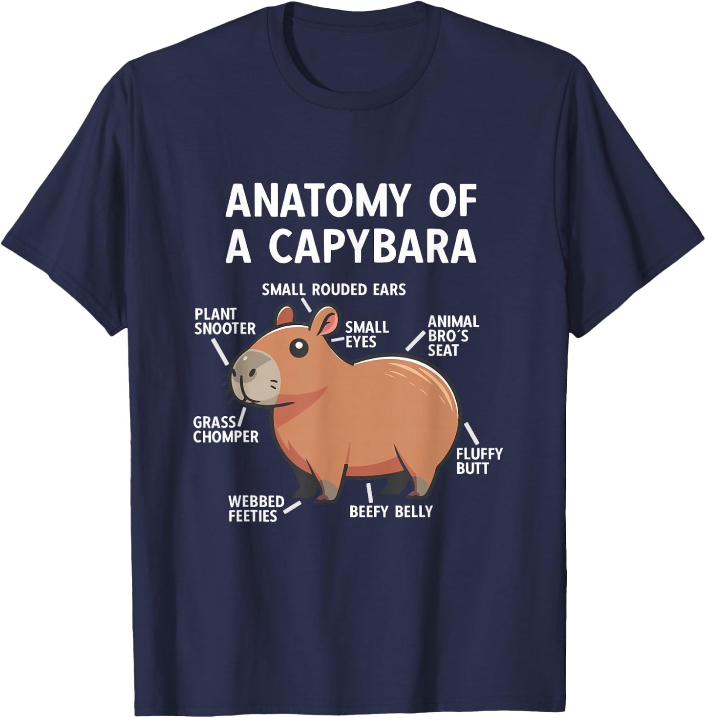 Funny Anatomy Of A Capybara T-Shirt - T-Shirt | Navy
