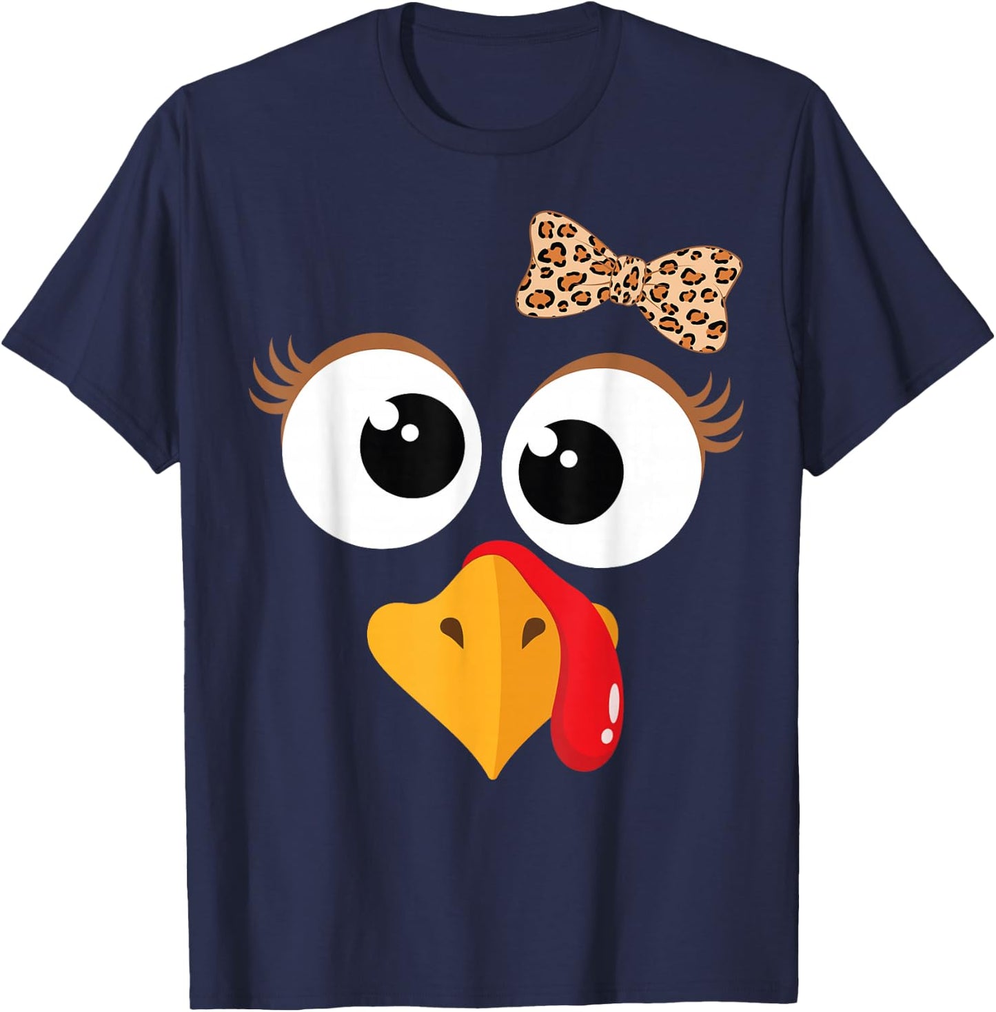 Funny Thanksgiving Turkey Face Costume Women Girl T-Shirt - T-Shirt | Navy
