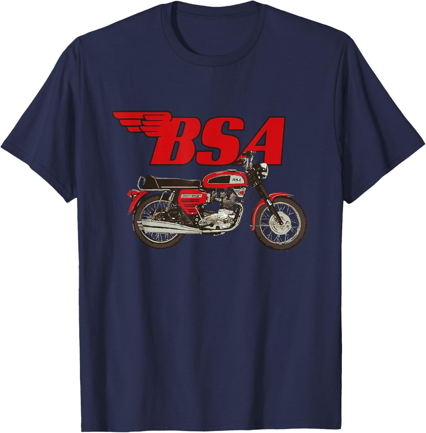 BSA Logo Rocket 3 Roadster Motorcycle T-Shirt - T-Shirt | Navy