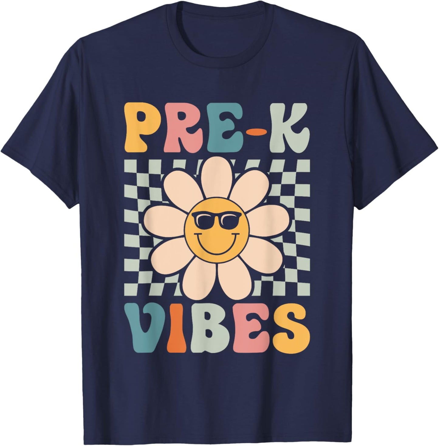 Pre-K Vibes - Pre Kindergarten Team Retro 1st Day of School T-Shirt - T-Shirt | Navy