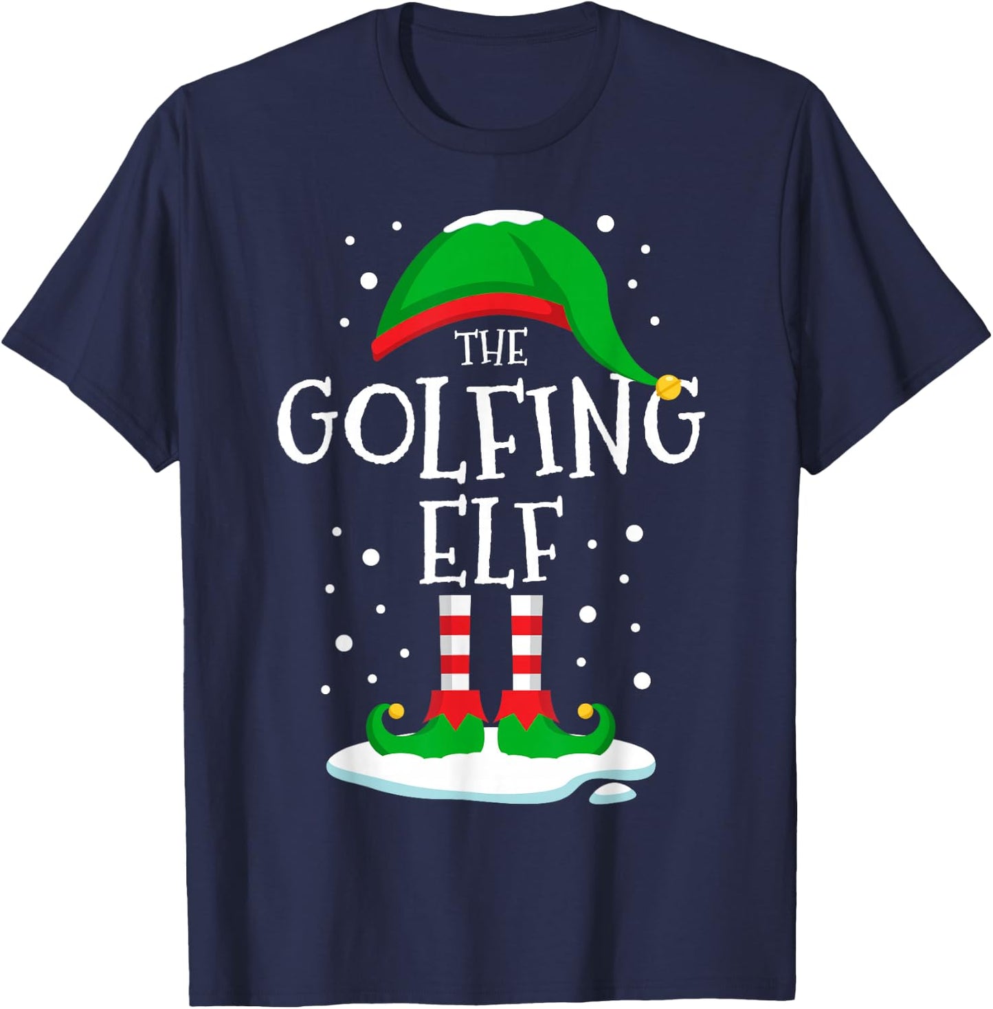 The Golfing Elf Christmas Family Matching Xmas Golf Funny T-Shirt - T-Shirt | Navy