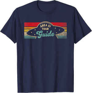 Area 51 Tour Guide UFO Abduction Retro Alien Flying Saucer T-Shirt - T-Shirt | Navy