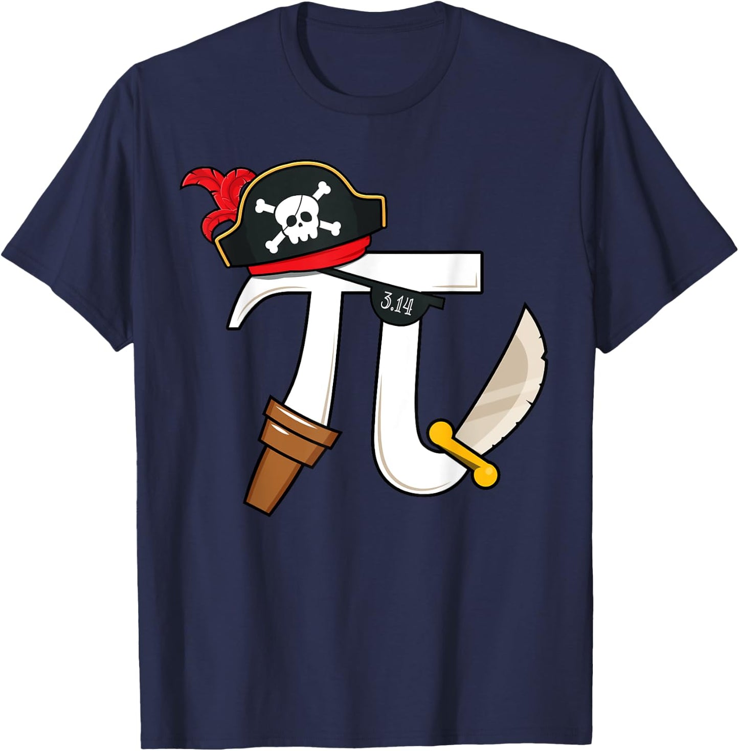 Funny Pi Rate Pirate Pi Day Boys Girls Science Math Teacher T-Shirt - T-Shirt | Navy