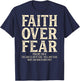 Vintage Retro by 4Do Limited Adult - Black - Small - Short Sleeve - Letter Print - Religion - Vintage - Multi-age, Multi-gender - Faith Over Fear Christian On Back T-Shirt - T-Shirt | Navy