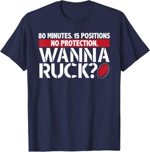 Rugby, Wanna Ruck? Best Funny T Shirt Rugby Player T-Shirt - T-Shirt | Navy