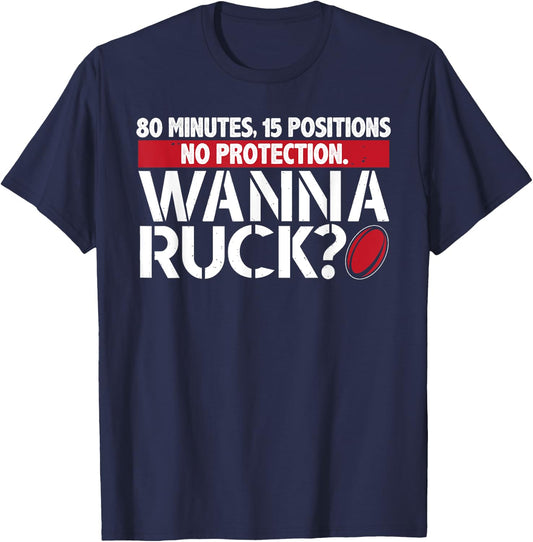 Rugby, Wanna Ruck? Best Funny T Shirt Rugby Player T-Shirt - T-Shirt | Navy
