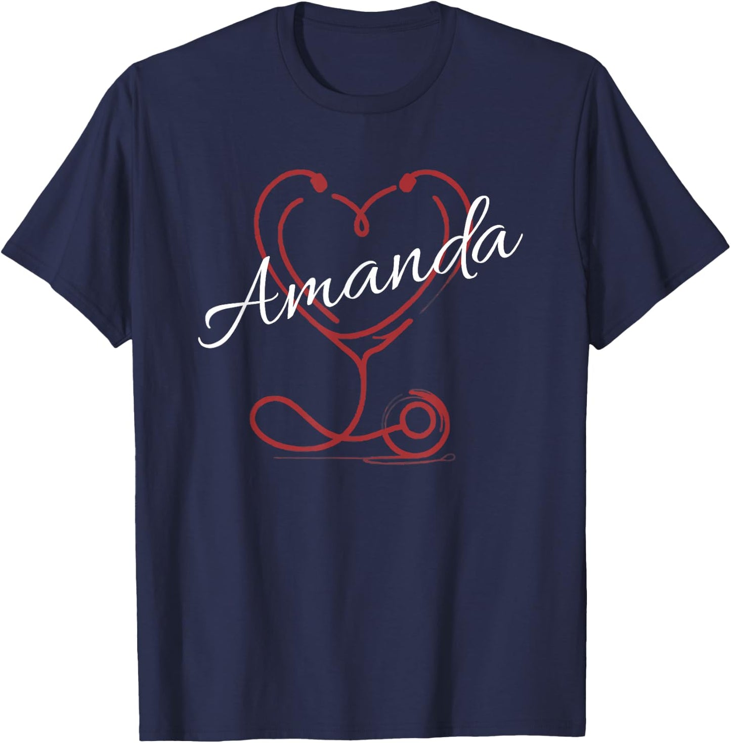 AMANDA Nurse Gift Cute Doctor Designer Personalized Nurse T-Shirt - T-Shirt | Navy
