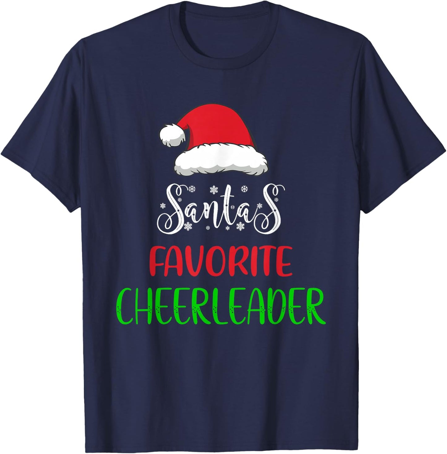 Santa's Favorite Cheerleader Pajama Christmas Funny T-Shirt - T-Shirt | Navy