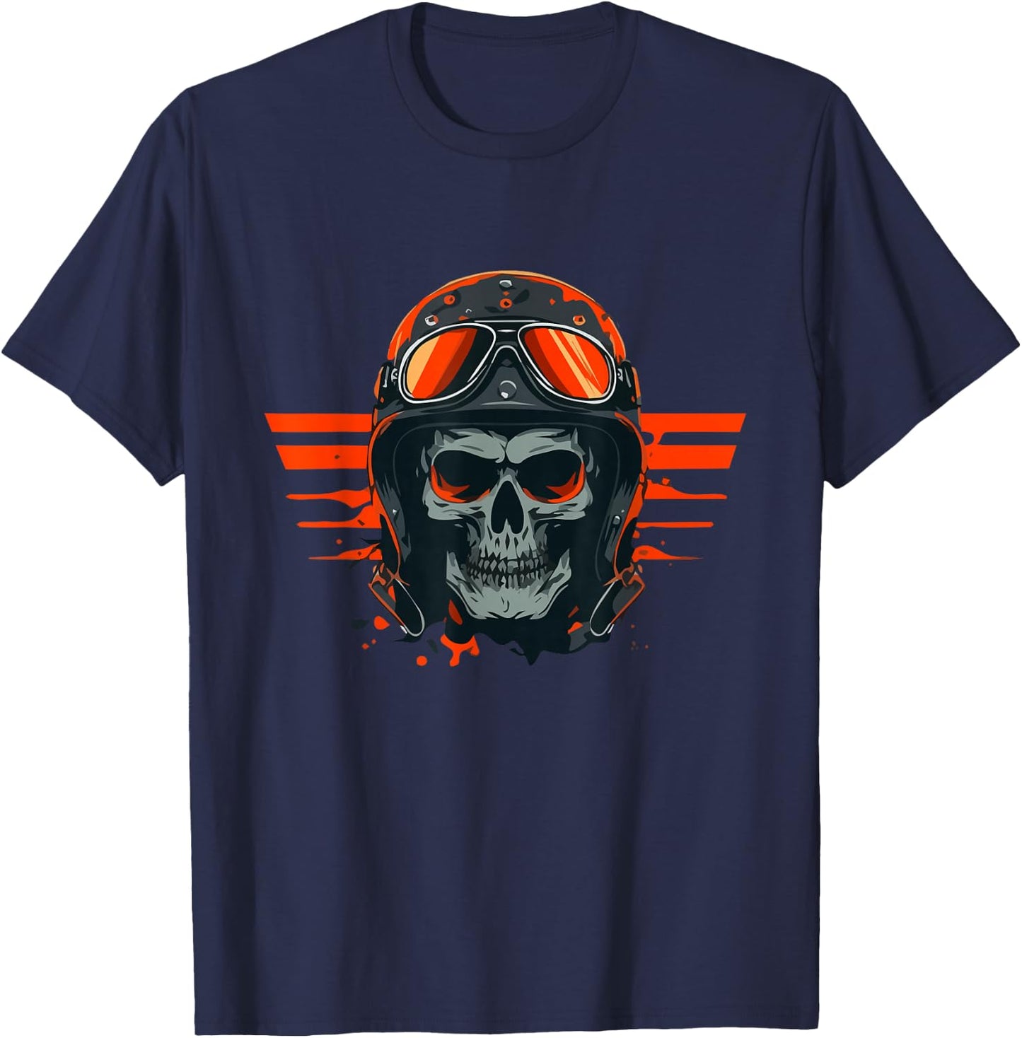 Skull Pilot Aviator with Helmet Vintage Skeleton Skull T-Shirt - T-Shirt | Navy