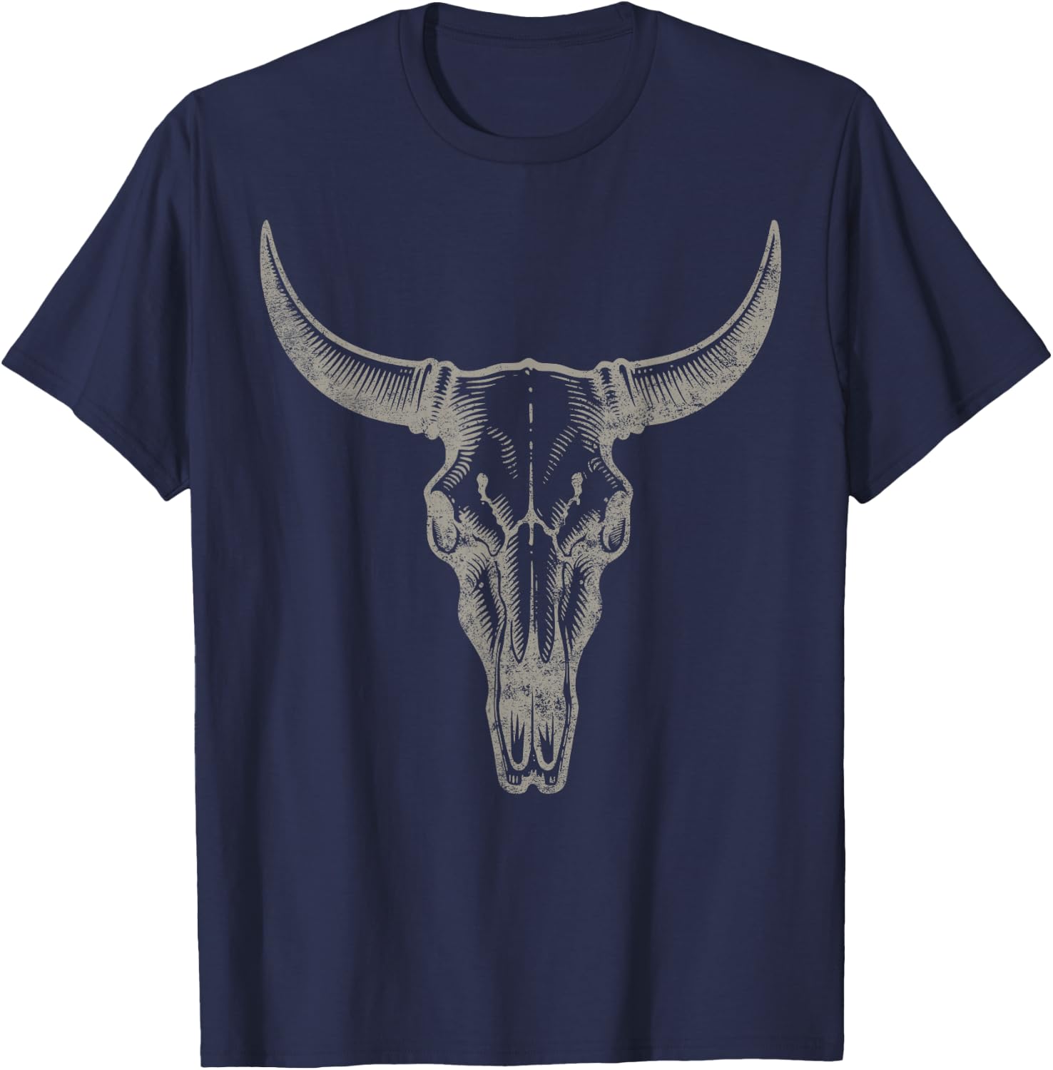 Cowgirl Cowboy Vintage Women Men Western Cow Skull Graphic T-Shirt - T-Shirt | Navy