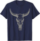 Cowgirl Cowboy Vintage Women Men Western Cow Skull Graphic T-Shirt - T-Shirt | Navy