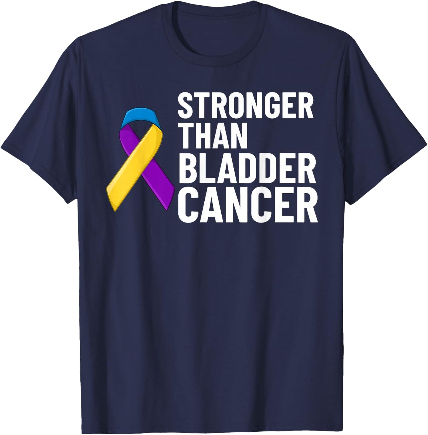 Bladder Cancer Ribbon Awareness Chemo Survivor T-Shirt - T-Shirt | Navy