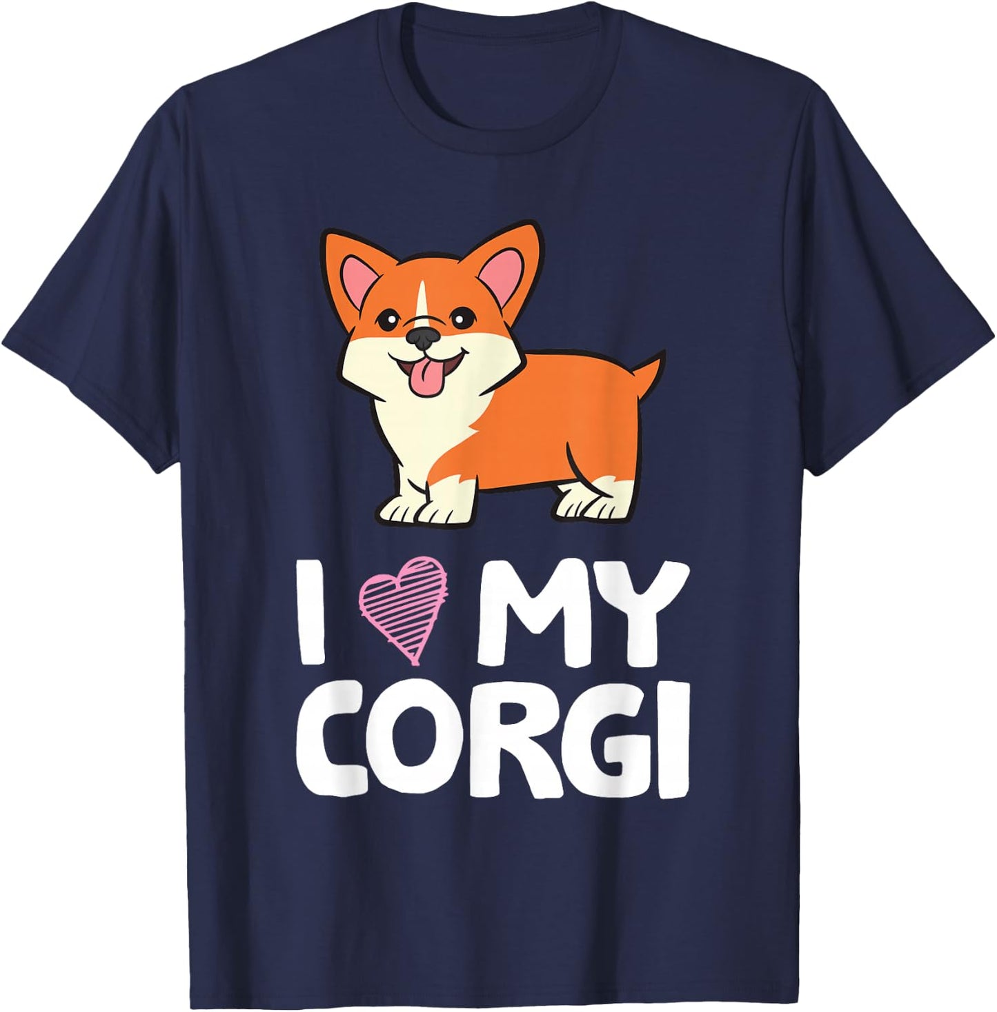 I Love My Corgi Dog Funny Welsh Corgi Owner T-Shirt - T-Shirt | Navy